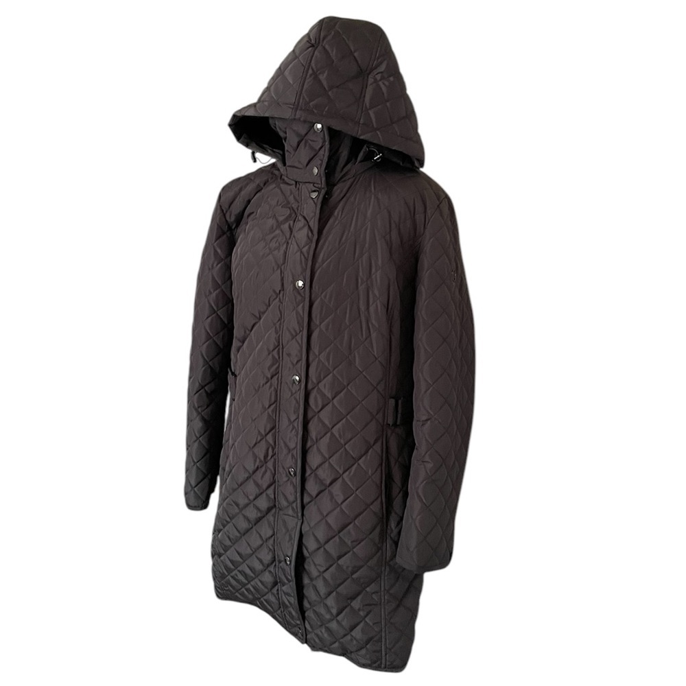 Calvin Klein Women's XL Lightweight Diamond Quilted Hooded Jacket Gray Coat